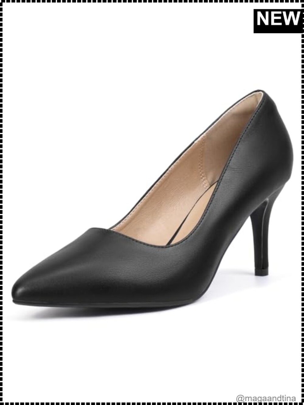 IDIFU Women's Pointed Toe Stiletto Heels 3 Inch Slip On Dress Pumps